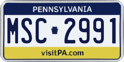 PA license plate MSC2991
