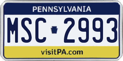 PA license plate MSC2993