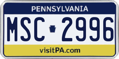 PA license plate MSC2996