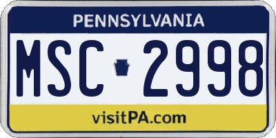 PA license plate MSC2998