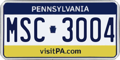 PA license plate MSC3004
