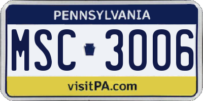 PA license plate MSC3006