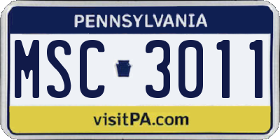 PA license plate MSC3011