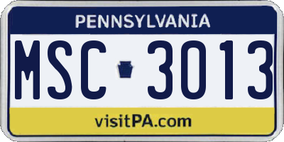 PA license plate MSC3013