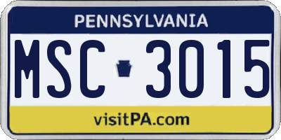 PA license plate MSC3015