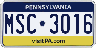 PA license plate MSC3016