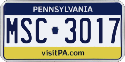 PA license plate MSC3017