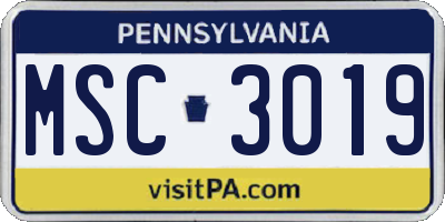 PA license plate MSC3019