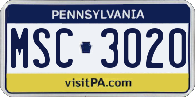 PA license plate MSC3020