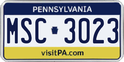 PA license plate MSC3023