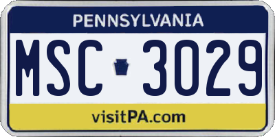 PA license plate MSC3029