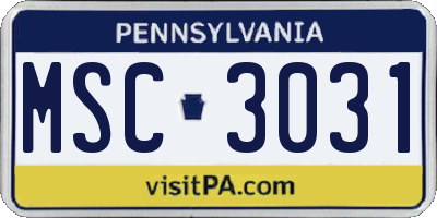 PA license plate MSC3031