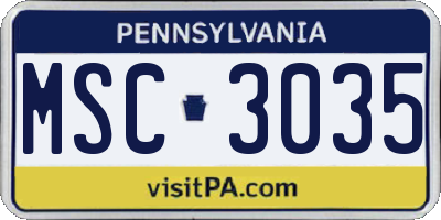 PA license plate MSC3035