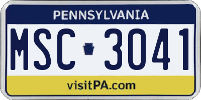 PA license plate MSC3041