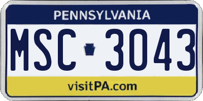 PA license plate MSC3043