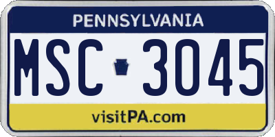 PA license plate MSC3045