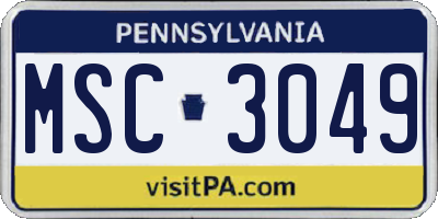 PA license plate MSC3049