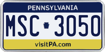 PA license plate MSC3050