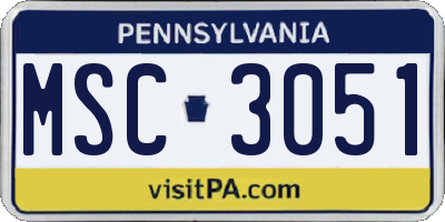 PA license plate MSC3051
