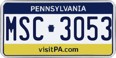 PA license plate MSC3053