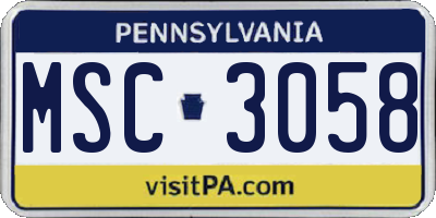 PA license plate MSC3058