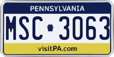 PA license plate MSC3063