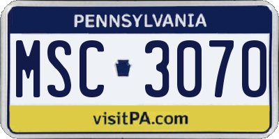 PA license plate MSC3070