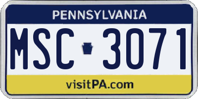 PA license plate MSC3071