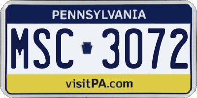 PA license plate MSC3072