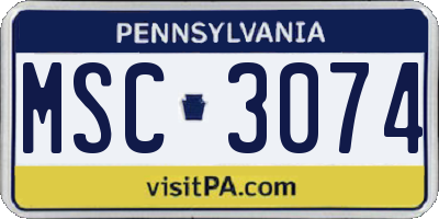 PA license plate MSC3074