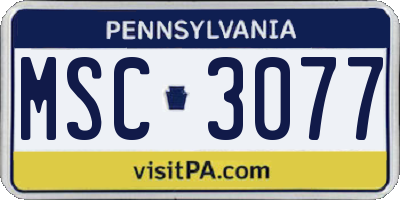 PA license plate MSC3077