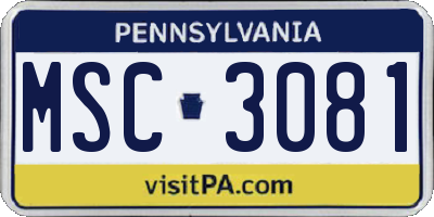 PA license plate MSC3081