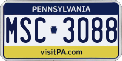 PA license plate MSC3088