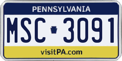 PA license plate MSC3091