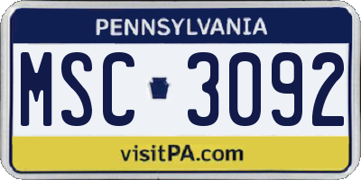 PA license plate MSC3092