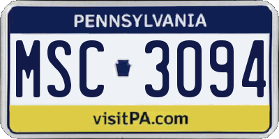 PA license plate MSC3094