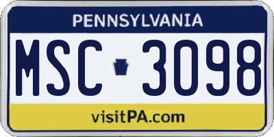 PA license plate MSC3098