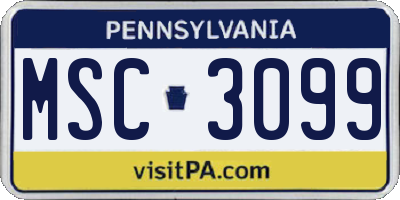 PA license plate MSC3099