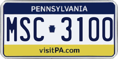 PA license plate MSC3100