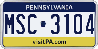 PA license plate MSC3104