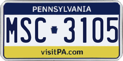 PA license plate MSC3105