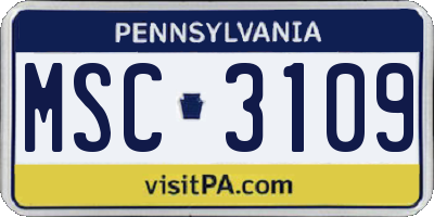 PA license plate MSC3109