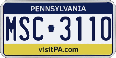PA license plate MSC3110