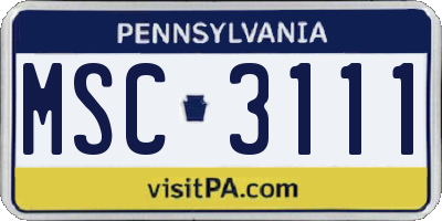 PA license plate MSC3111