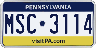 PA license plate MSC3114