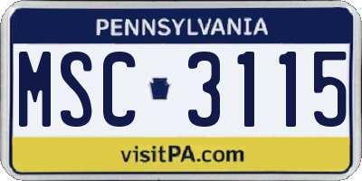 PA license plate MSC3115