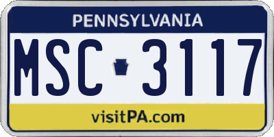PA license plate MSC3117