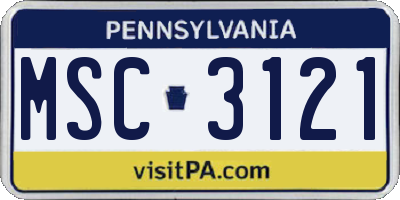 PA license plate MSC3121