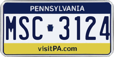 PA license plate MSC3124