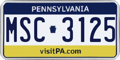 PA license plate MSC3125